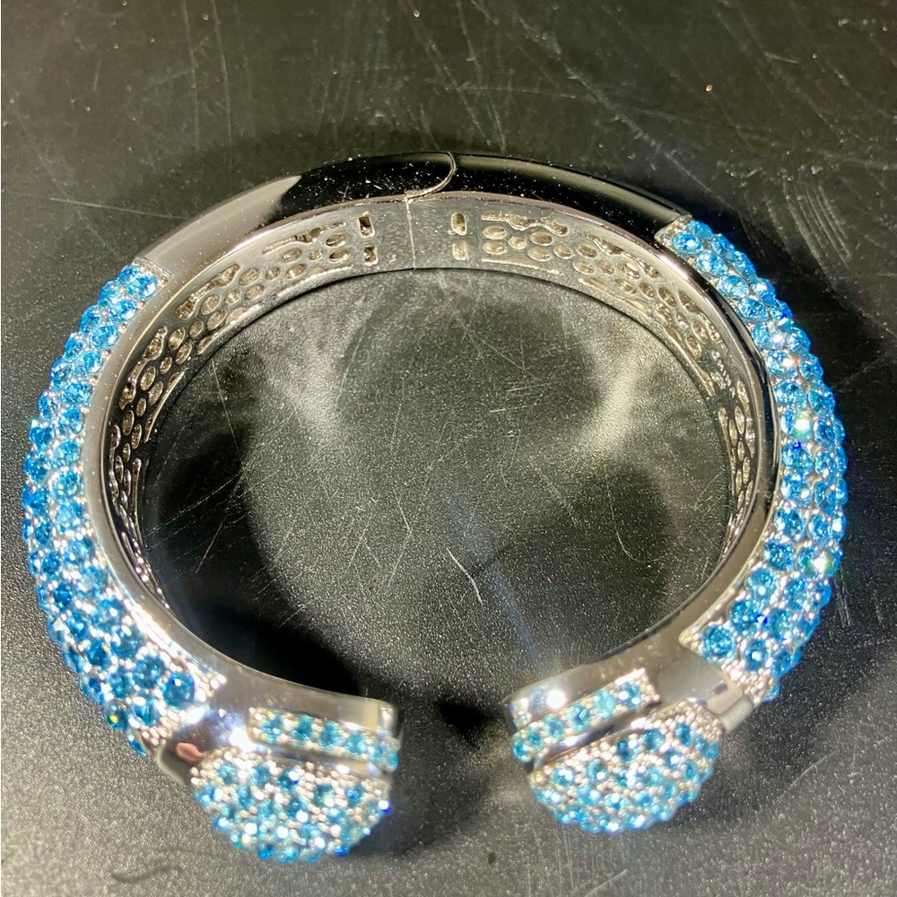 Sparkling Blue Crystal Cuff Bracelet - Women's Jewelry - Picture 2 of 4